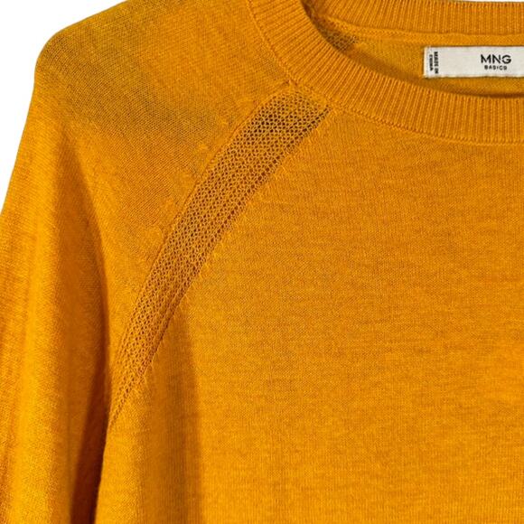 MNG by Mango Orange Long Sleeve Crew Neck Knit Pullover Sweater Women Sz S - Picture 6 of 7